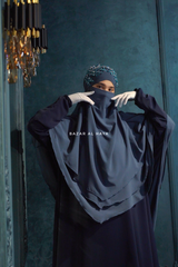 Spruce Blue Aiza Three Layered Diamond Khimar - Premium Stretch