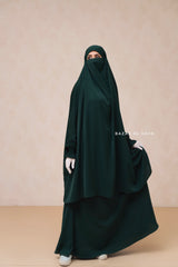 Green Emerald  Hoor - Two Piece Jilbab With Skirt- Long & Loose