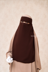 Flap Brown Single Niqab - Super Breathable Veil - Large