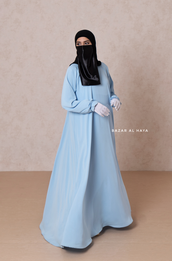 Baby Blue Salam Abaya - Loose & Wide In Nidha