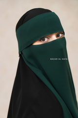 Emerald Green Flap Single Niqab - Super Breathable Veil - Large