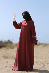 Maroon Madina Abaya - Soft Relaxed Fit - Mediumweight Silk Crepe