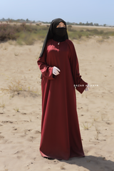 Maroon Madina Abaya - Soft Relaxed Fit - Mediumweight Silk Crepe