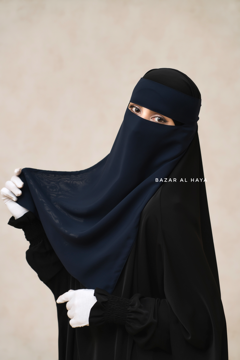 Single Layer Niqab In Dark Blue - Better Breathe