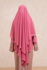 Pink Pari Two Layered Maxi Diamond Khimar - Crepe Chiffon