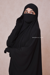 Yasmin Black Two Piece Jilbab With Dress & Khimar - Relaxed Fit, Light, Soft & Breathable