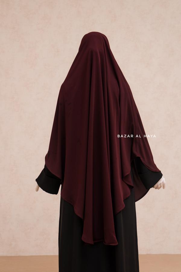 Marwad Maxi Round Diamond Khimar In Burgundy - Crepe, Cotton Extra Long