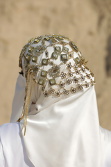 Bridal Traditional Gold Cap Diadema Head Piece - Handmade