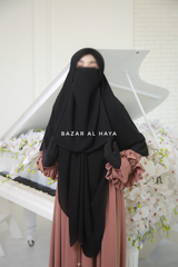 Black Square Scarf With Half Niqab Set - Super Breathable - Quality