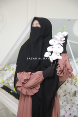 Black Square Scarf With Half Niqab Set - Super Breathable - Quality