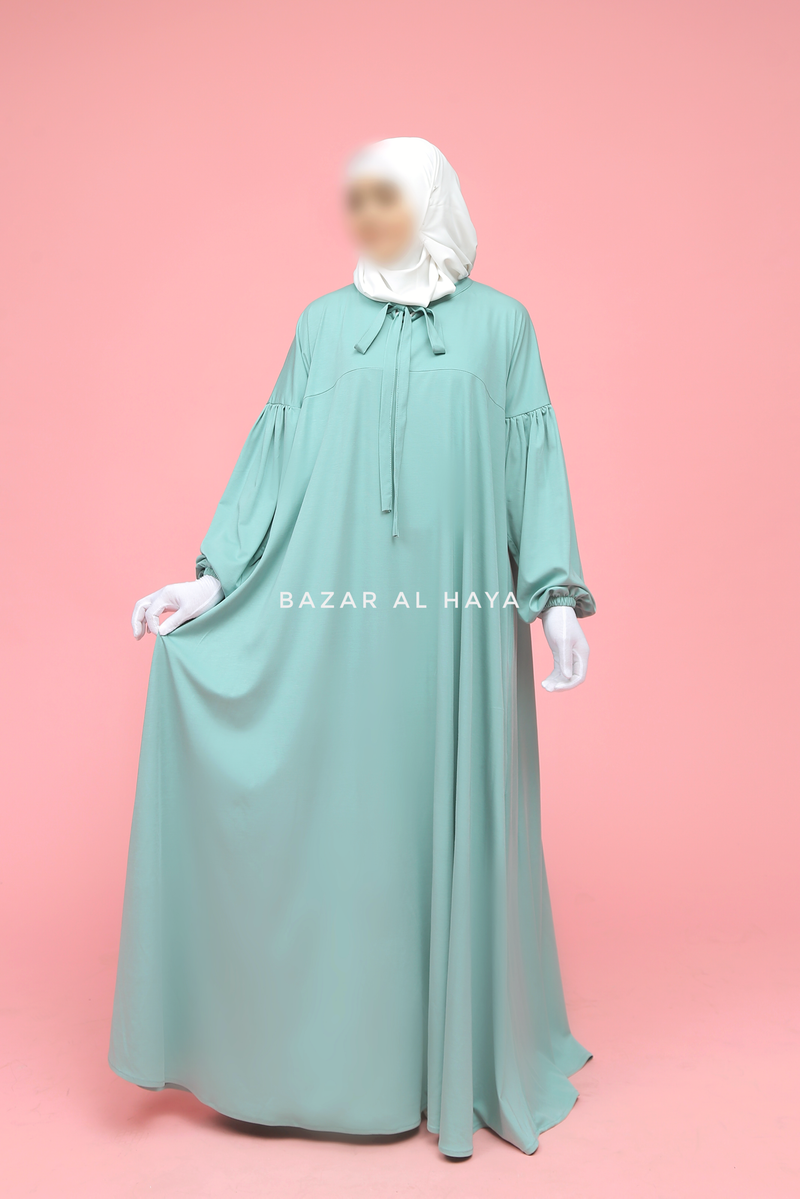 Eliza Mint Cotton Super Soft & Breathable Abaya Dress - Cozy