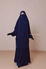 Dark Blue Hoor - Two Piece Jilbab With Skirt - Long & Loose