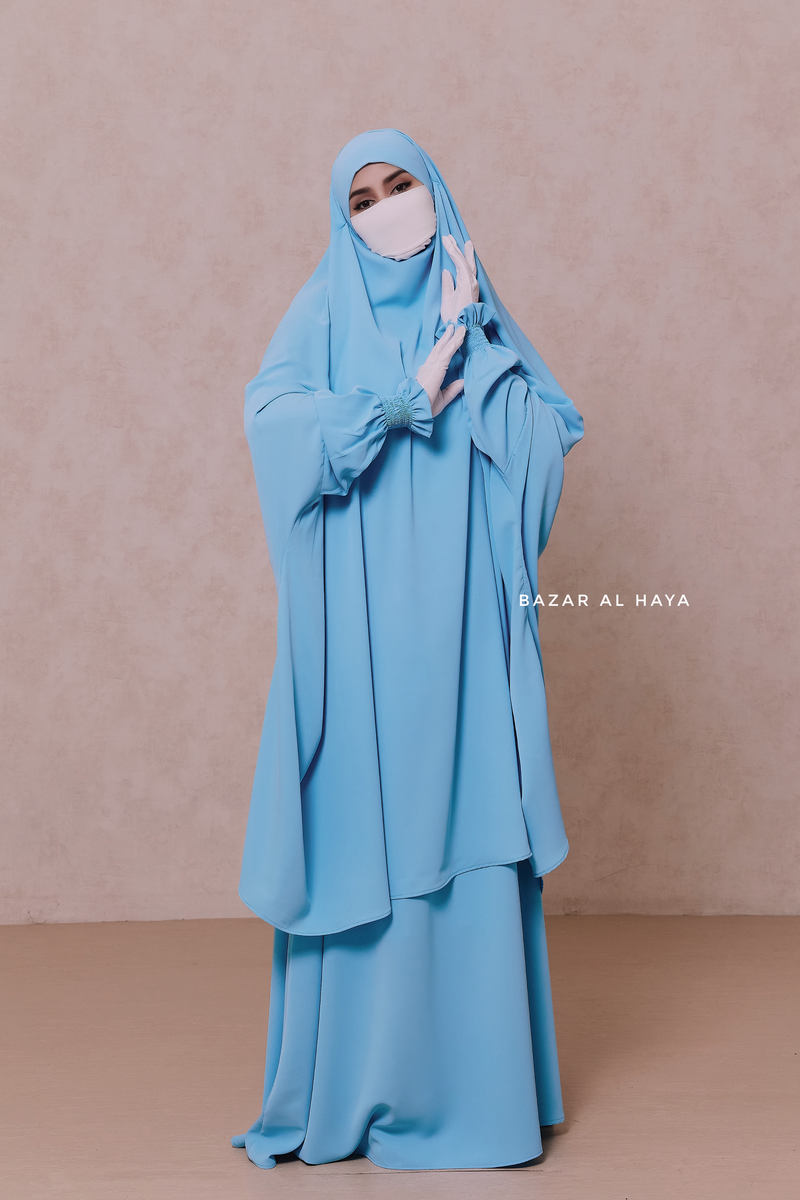 Baby Blue Hoor - Two Piece Jilbab With Skirt- Long & Loose