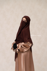 Brown Square Scarf With Half Niqab Set - Super Breathable - Quality