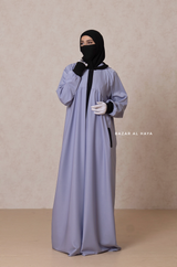 Kalina Lilac Hooded Abaya Dress With Pockets - Soft Crepe Cotton