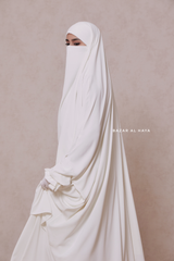 Ivory Jahida Two Piece Jilbab With Loose Pants Set - Skirt-Style Shalwar