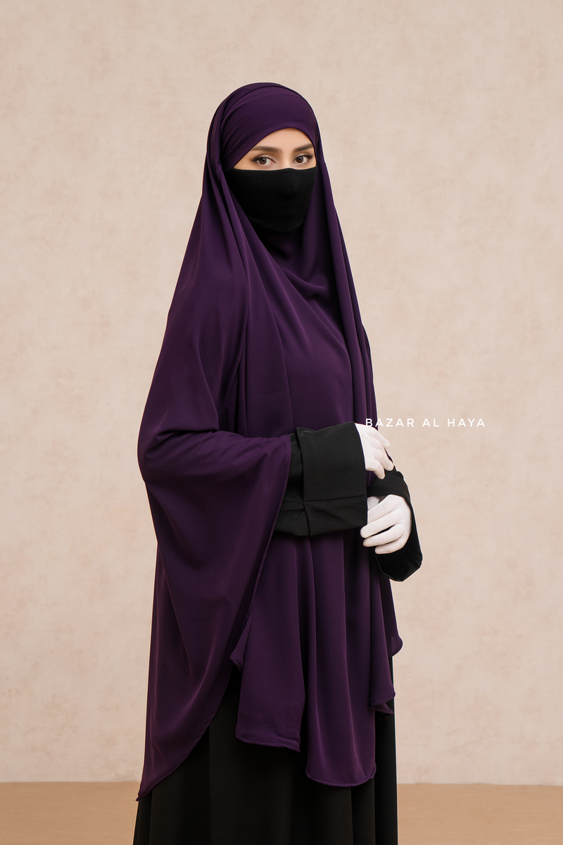 Marwad Maxi Round Diamond Khimar In Purple - Crepe, Cotton Extra Long