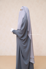 Silver Two Layer Niqab - Long & Wide - Super Breathable Veil