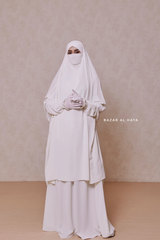 White Hoor - Two Piece Jilbab With Skirt- Long & Loose