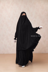 Black  Hoor - Two Piece Jilbab With Skirt Set- Nida