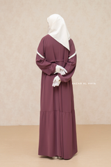 Mubina Grape Tiered Abaya Dress - Loose & Wide In Nidha