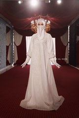 Bridal Rana Silk Gown Abaya & Lace Cloak Set For Walima & Wedding