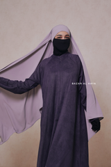 Naval Yamina Front & Sleeve Zipper Abaya Dress With Side Pockets - Textured Suede