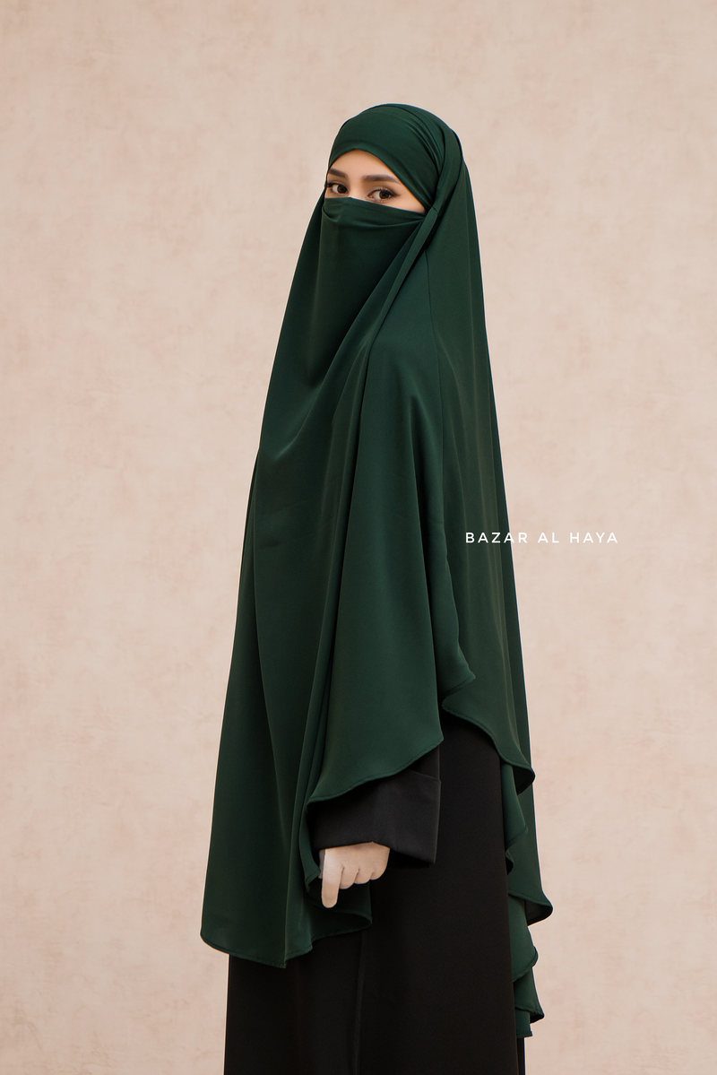 Marwad Maxi Round Diamond Khimar In Emerald - Crepe, Cotton Extra Long