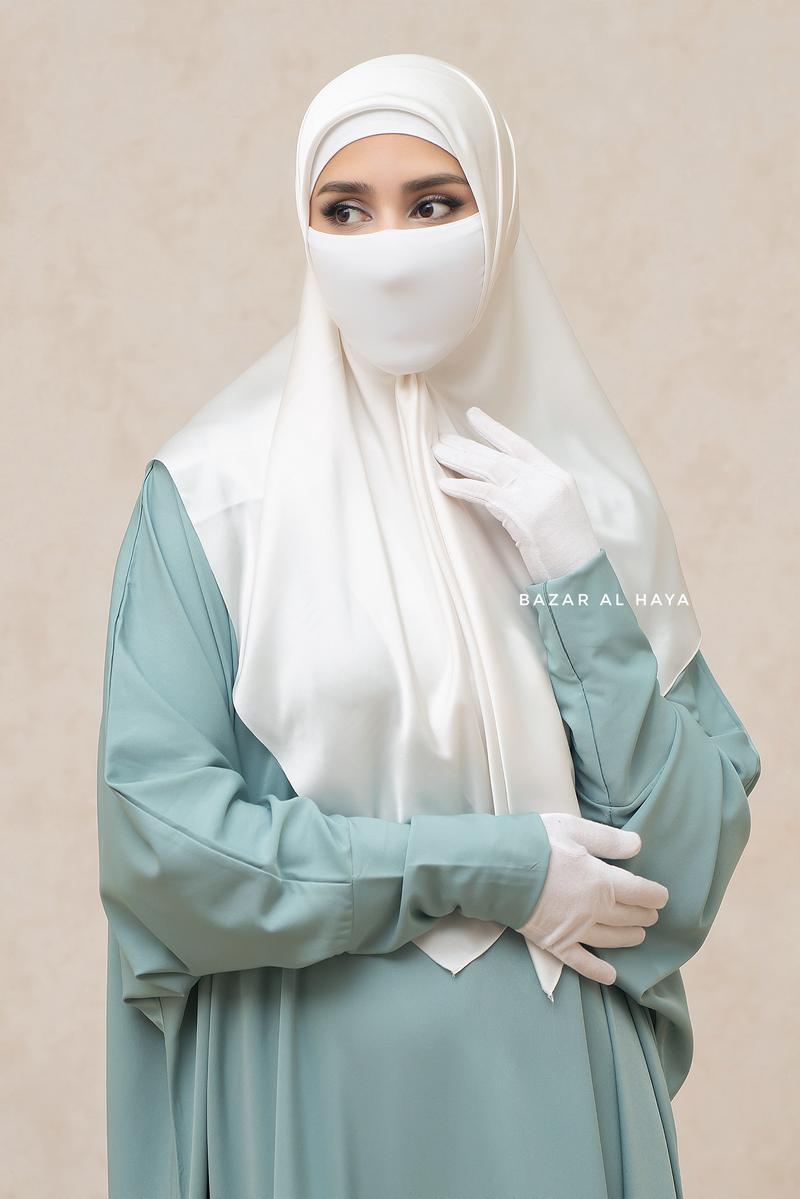 Badra Mint Butterfly Abaya With Flair Bottom & Zipper Sleeves - Silk Crepe