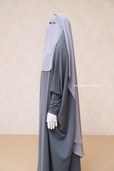Silver Two Layer Niqab - Long & Wide - Super Breathable Veil