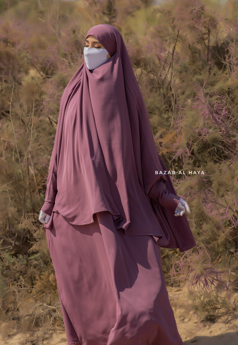 Grape Yasmin Two Piece Jilbab, Dress & Khimar - Light Soft Breathable Flowy Fabric