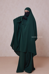 Emerald Jahida Two Piece Jilbab With Loose Pants Set - Skirt-Style Shalwar