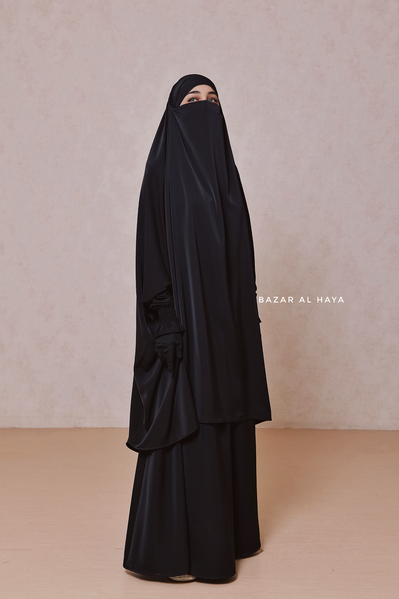 Hoor Two Piece  Black Jilbab With Skirt- Long & Loose