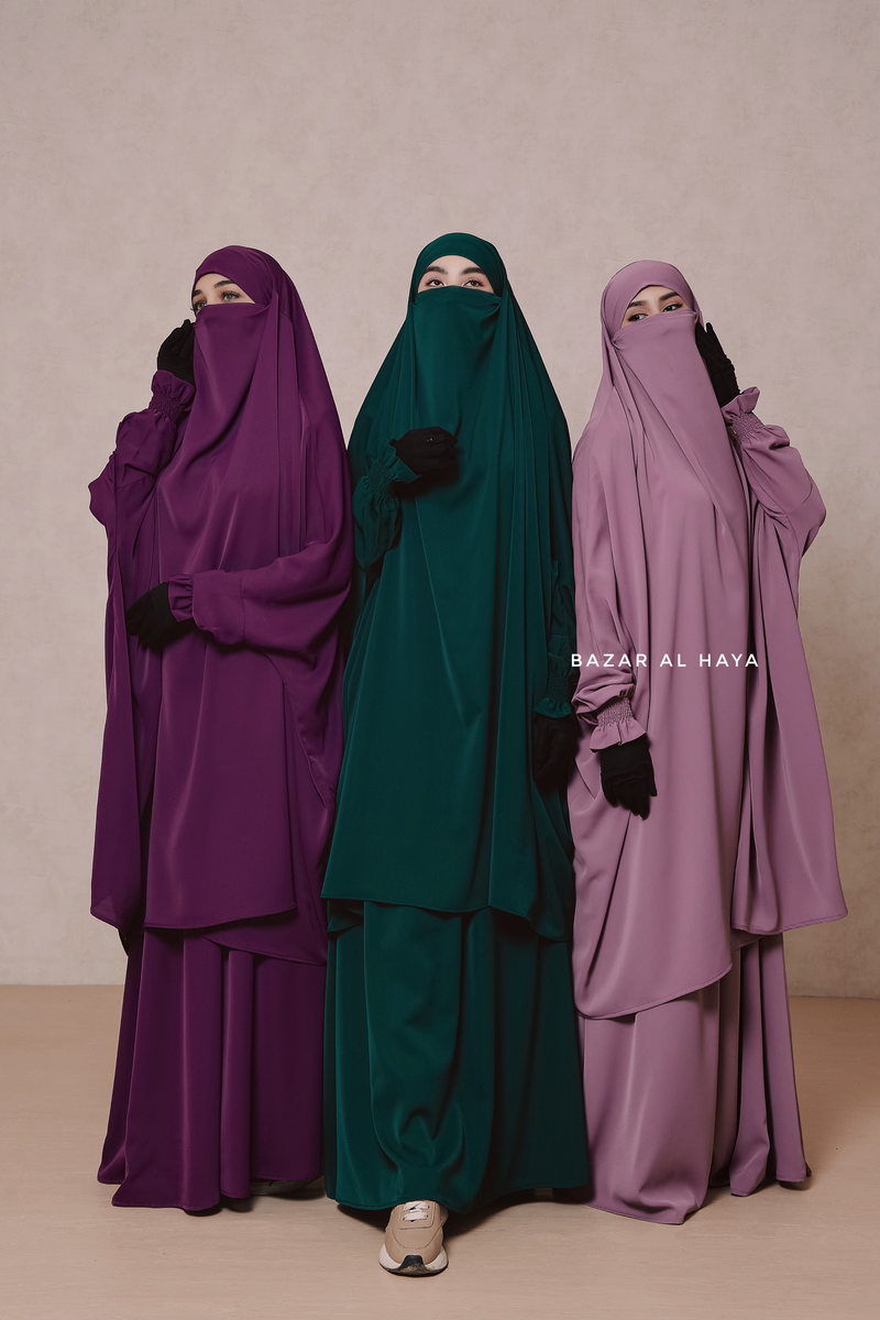 Hoor - Two Piece Jilbab With Skirt Set - Silk Crepe