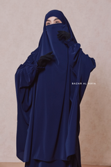 Dark Blue Hoor - Two Piece Jilbab With Skirt - Long & Loose