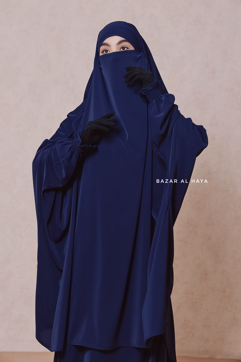 Dark Blue Hoor - Two Piece Jilbab With Skirt - Long & Loose