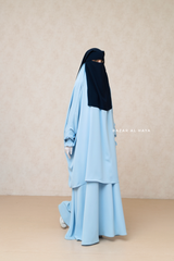 Dark Blue Two Layer Flap Niqab - Premium Wool Chiffon - Medium