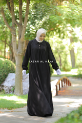 Layla Black Abaya Dress - 100% Cotton Summer Relaxed Fit Dress With Pockets