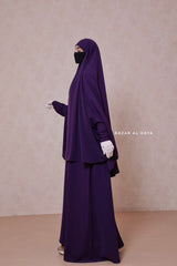 Purple Yasmin Two Piece Jilbab With Dress & Khimar - Loose Style & Light Soft Breathable