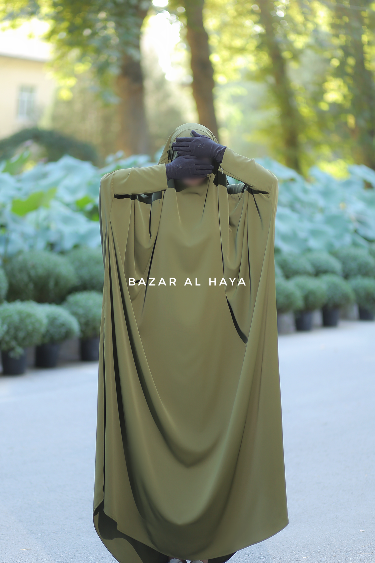 Olive Sarah One Piece Jilbab - Zipper Sleeves - Silk Crepe – Bazar