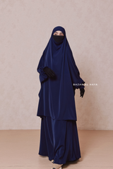 Dark Blue Hoor - Two Piece Jilbab With Skirt - Long & Loose