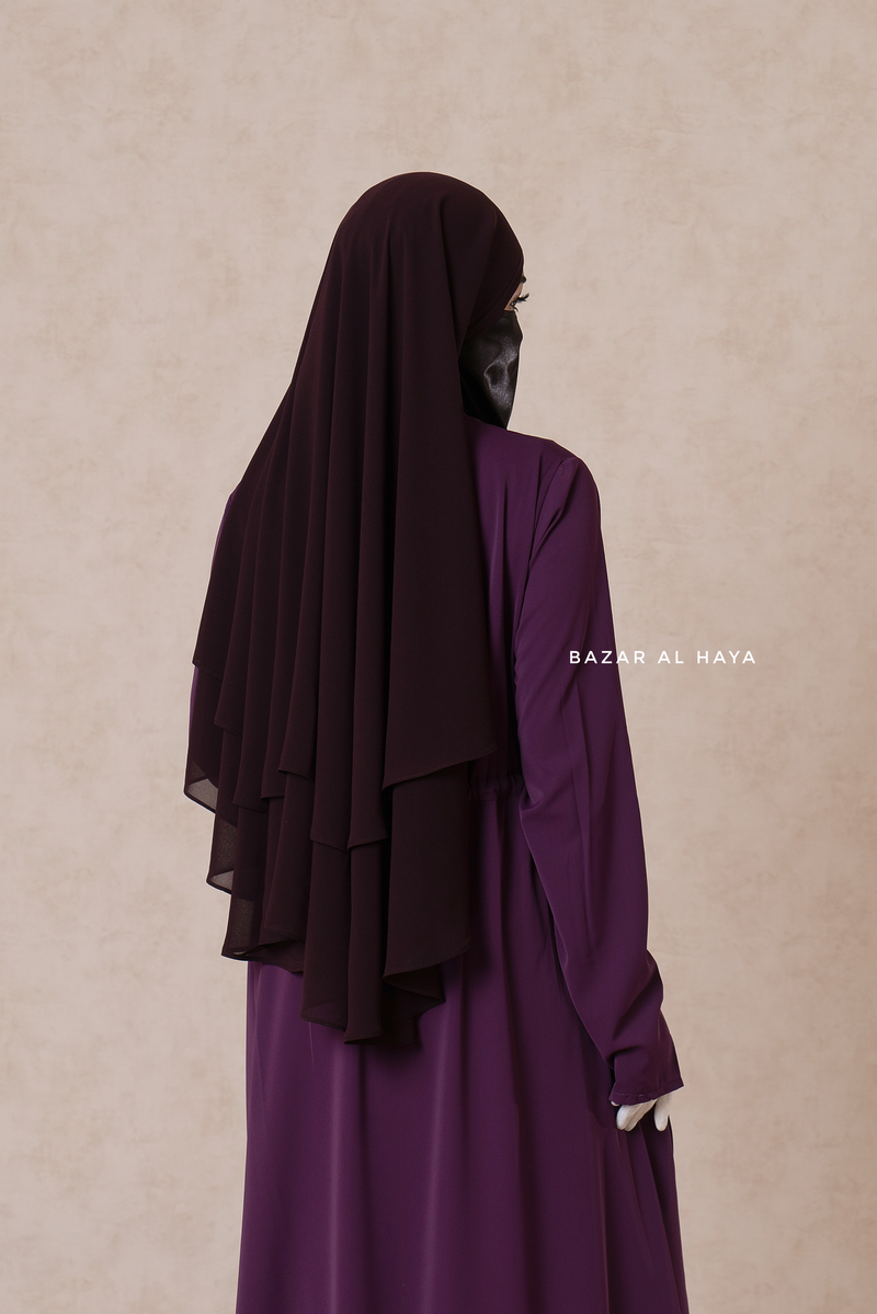 Purple Salam 3 Belted Abaya Dress - Front Zipper & Zipper Sleeves - Nida