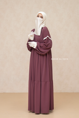 Mubina Grape Tiered Abaya Dress - Loose & Wide In Nidha