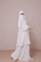 Ivory Jahida Two Piece Jilbab With Loose Pants Set - Skirt-Style Shalwar