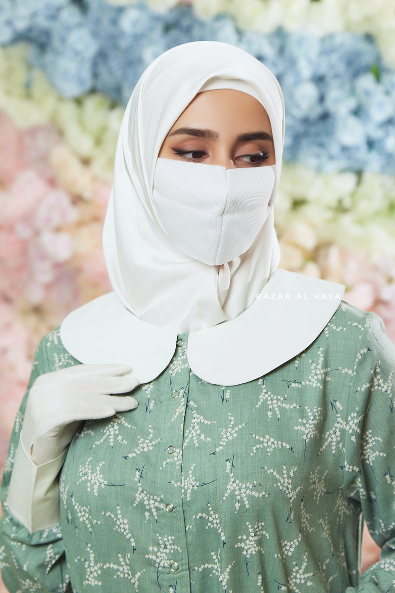 Mint Kamila Floral Summer Abaya Dress With Belt - Breathable Quality Cotton