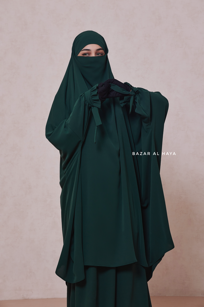 Emerald Jahida Two Piece Jilbab With Loose Pants Set - Skirt-Style Shalwar