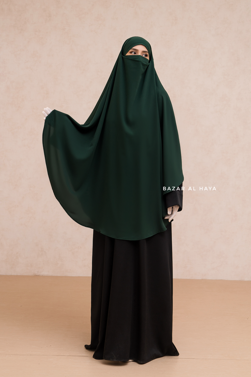 Marwad Maxi Round Diamond Khimar In Emerald - Crepe, Cotton Extra Long