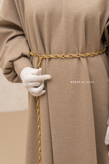 Beige Basimah Classic Design Warm Abaya Coat - Premium Wool