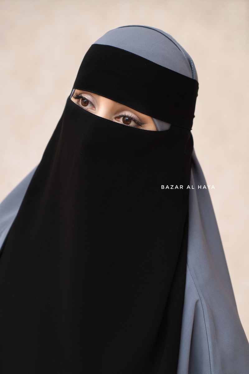 Black Single Niqab - Super Breathable Veil - Large & Medium