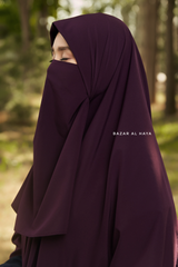 Purple Square Scarf With Half Niqab Set - Super Breathable - Quality